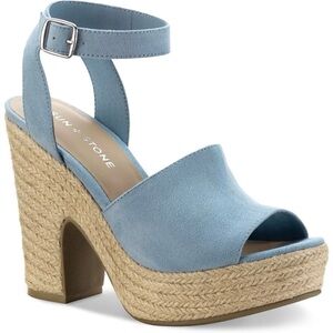 Sun + Stone Light Blue Suede Platform Espadrille Sandal